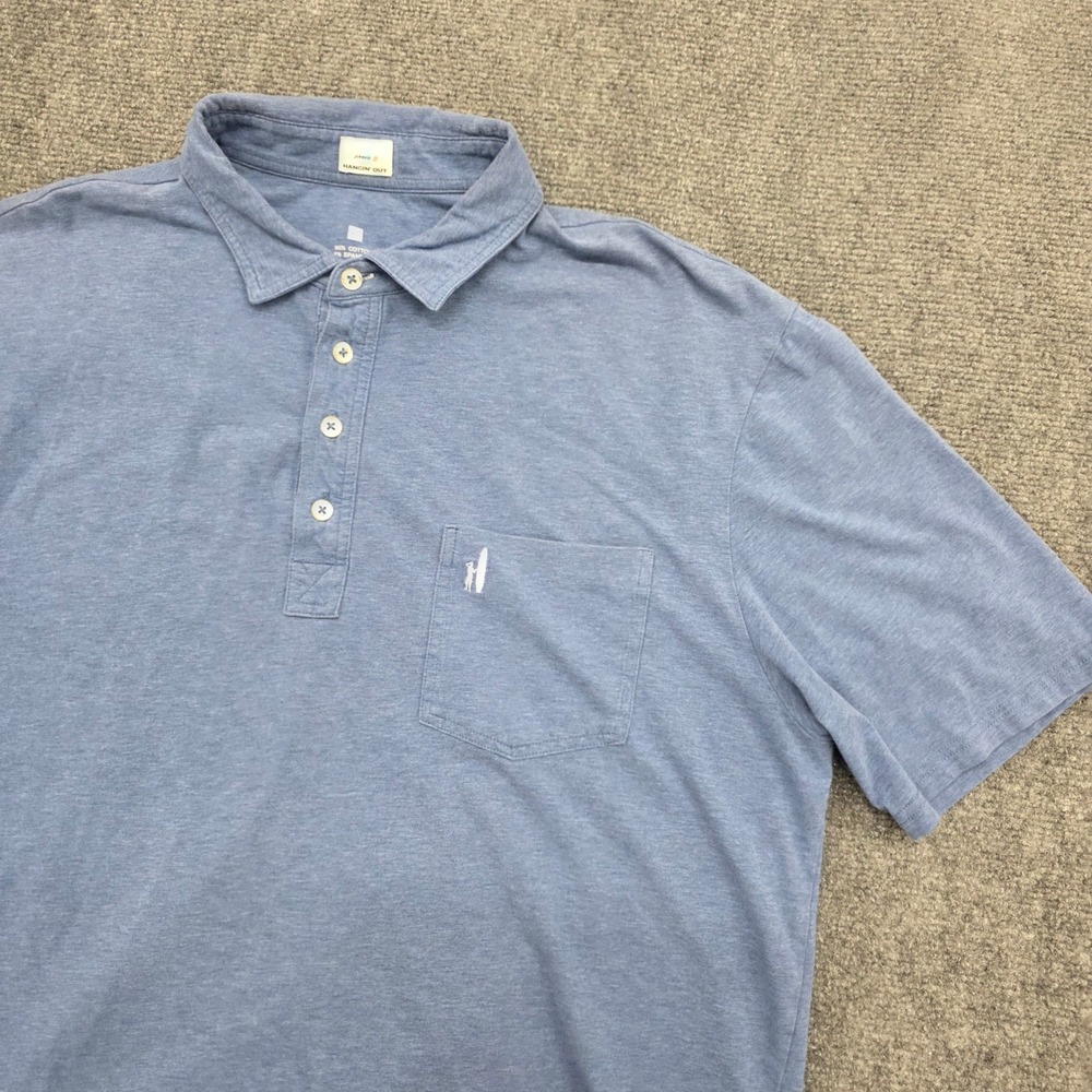 Johnnie-O Hangin Out Polo Shirt Mens XL Blue Heather Short Sleeve Pocket Cotton